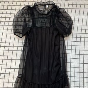 H&M BLACK PUFF SHEER DRESS